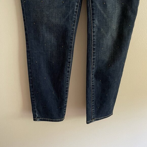 Talbots 6P Dark Wash Denim Stretch Mid Rise Studded Flawless Slim Ankle Jeans - Picture 4 of 10